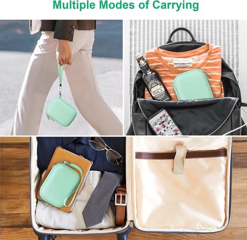 Canboc Carrying Case for Kodak PIXPRO FZ55/ FZ45 16MP Digital Camera, FZ45 Video Vlogging Camera Bag, Mesh Pocket fit Cable, SD Card, Mint Green (Case Only) - Image 3